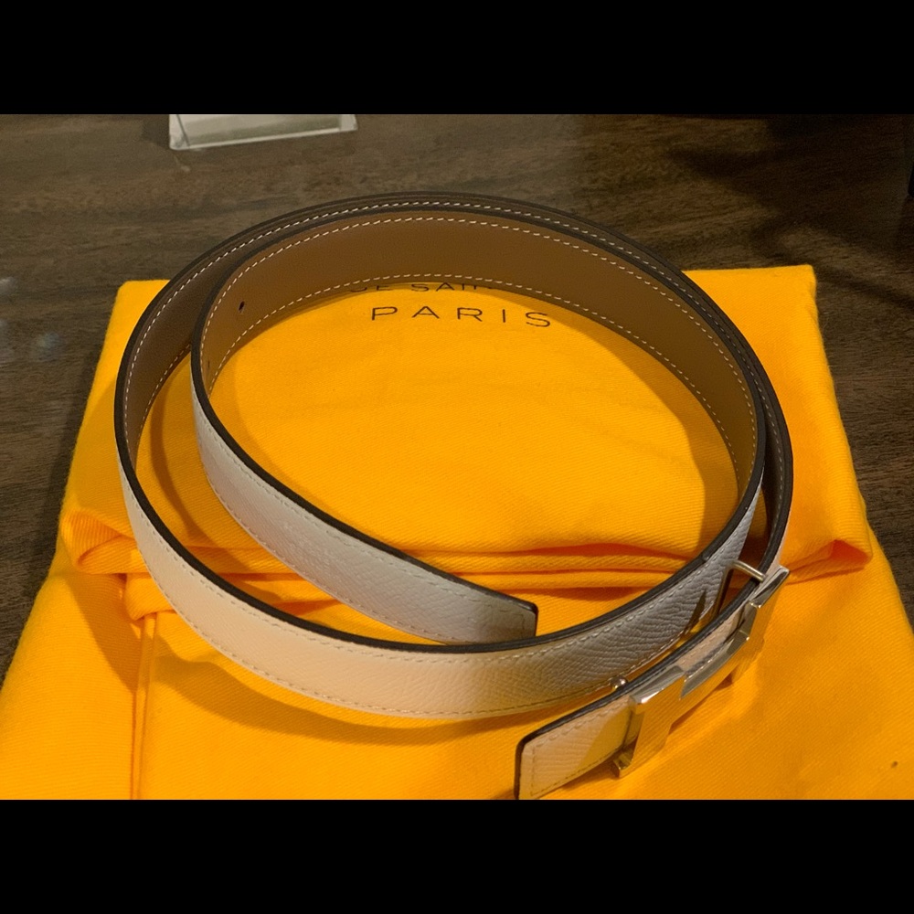 Brand New Authentic Hermes White/Brown Belt Strap